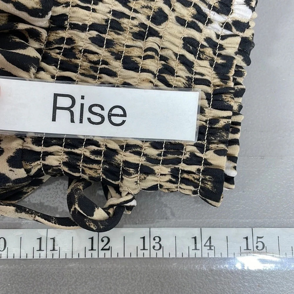 WAYF Pants Elastic Waist Flowy Cheetah Print Brown Black Size Medium M - Picture 10 of 11